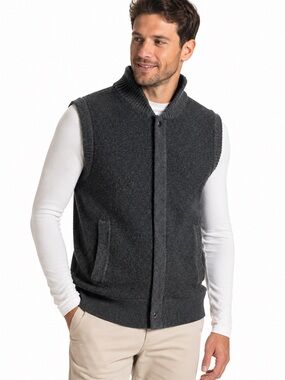 Banana Republic Charcoal Grey Knit Sherpa-Lined Cardigan Sweater Vest - Men’s M